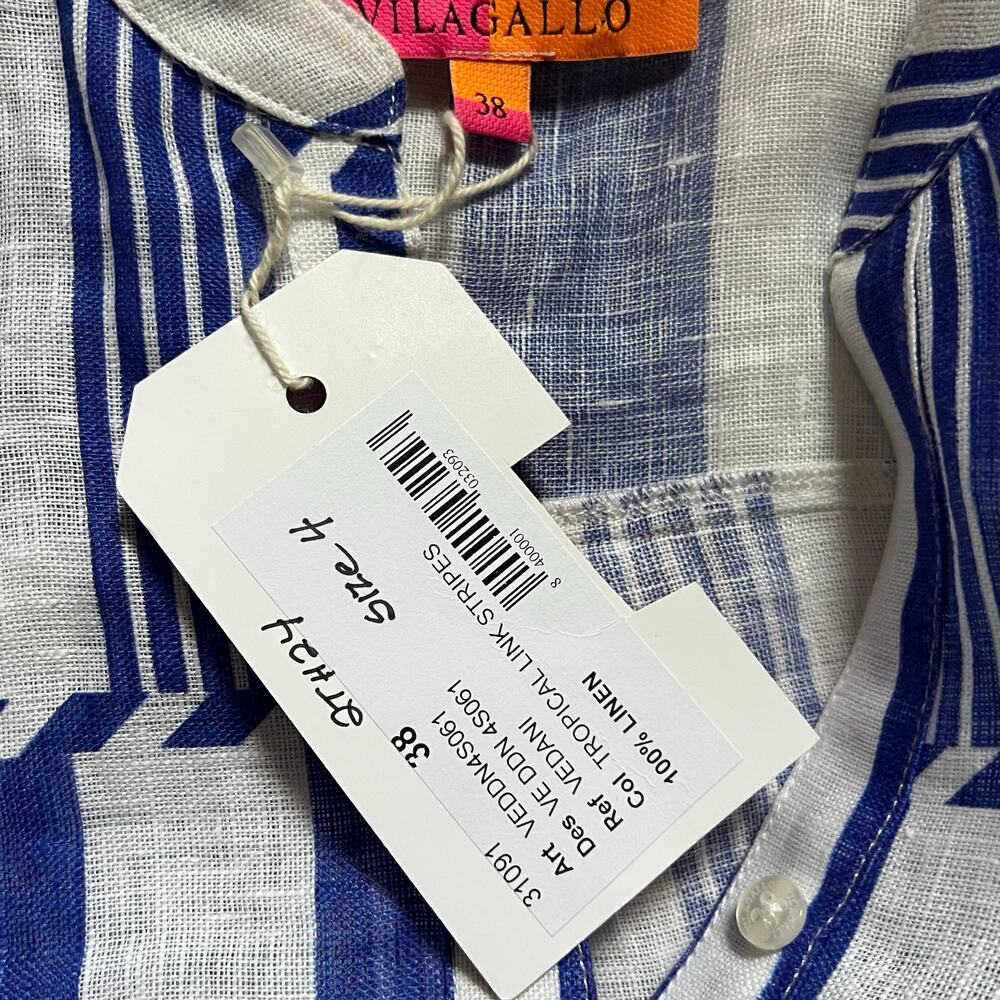 Vilagallo Dani tropical link stripe dress blue and white size 4 - Picture 7 of 10